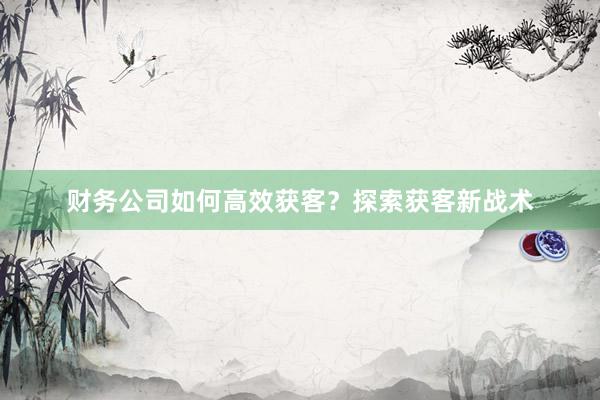 财务公司如何高效获客？探索获客新战术