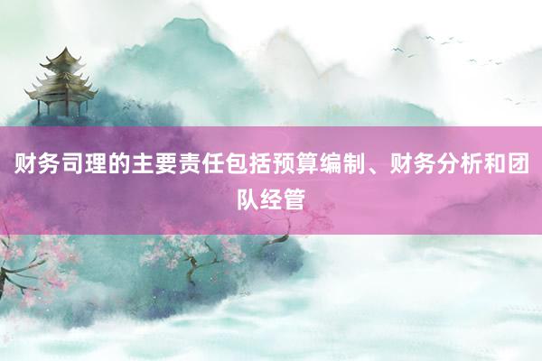 财务司理的主要责任包括预算编制、财务分析和团队经管